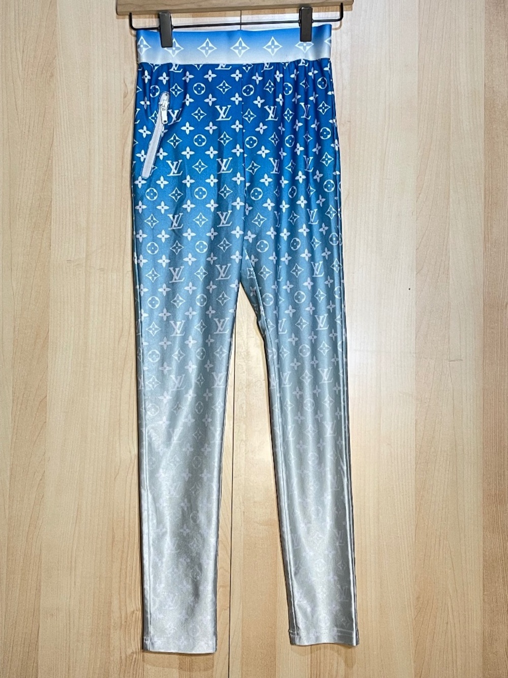 Blue Ombre Logo Leggings -Monogram Pattern